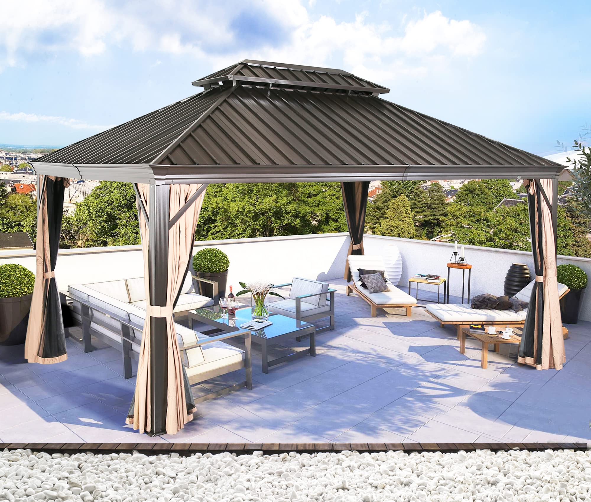 预发布站点、【Gazebo】Hardtop Gazebo with Netting and Curtains for Patios, Gardens, Lawns & Outdoor Activities、mysite-12345