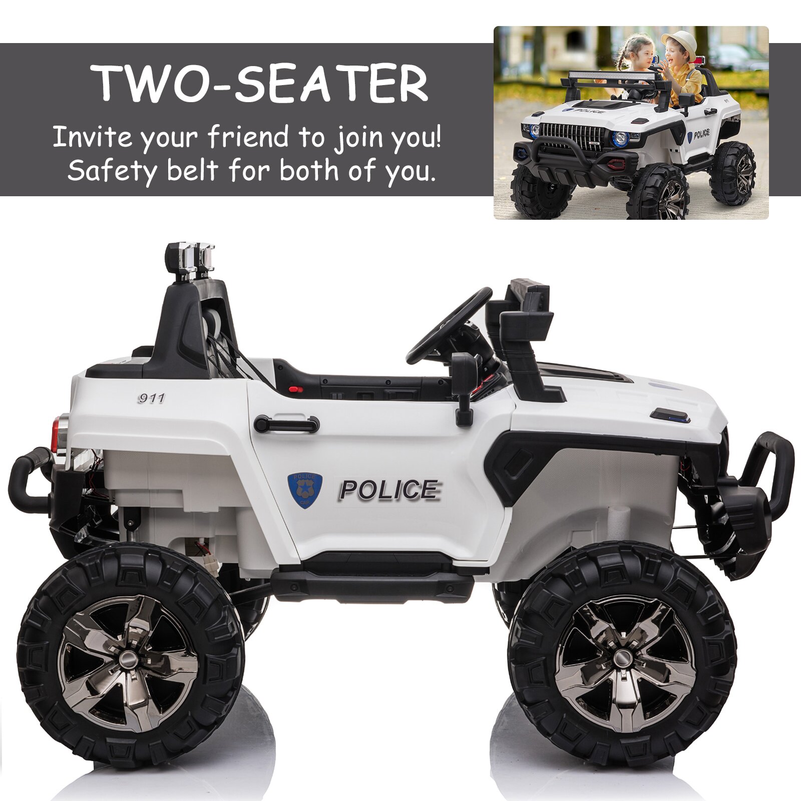 预发布站点、【Baby&Kids】2-Seater Electric Ride on Police Car SUV Truck Toy、-12345