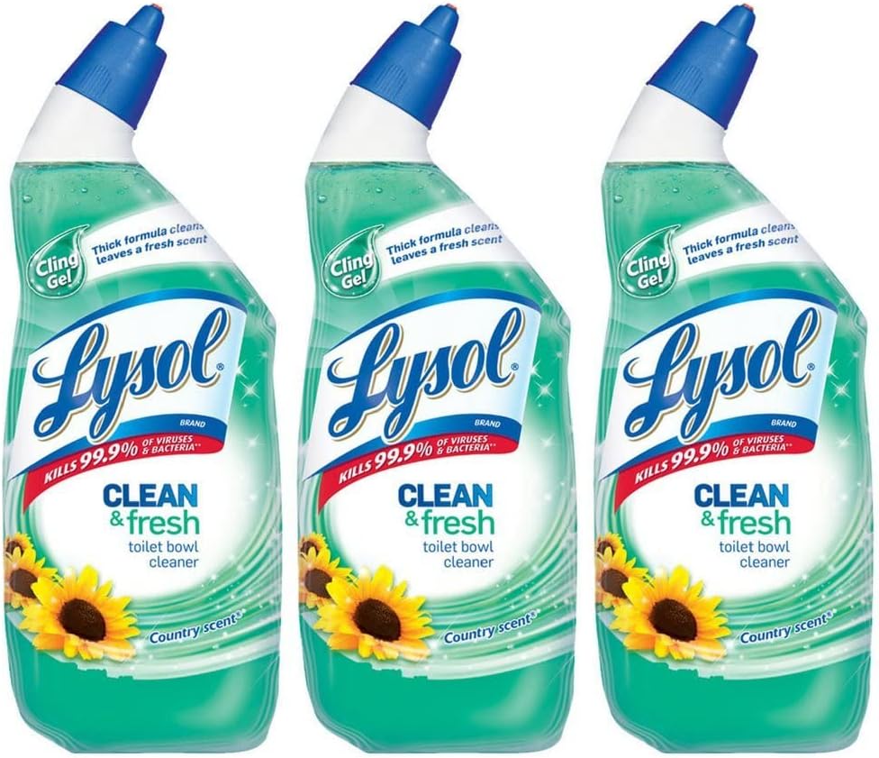 Lysol Cling Gel Toilet Bowl Cleaner, Country Scent, 24 Fl Oz (Pack of 3)111mysite