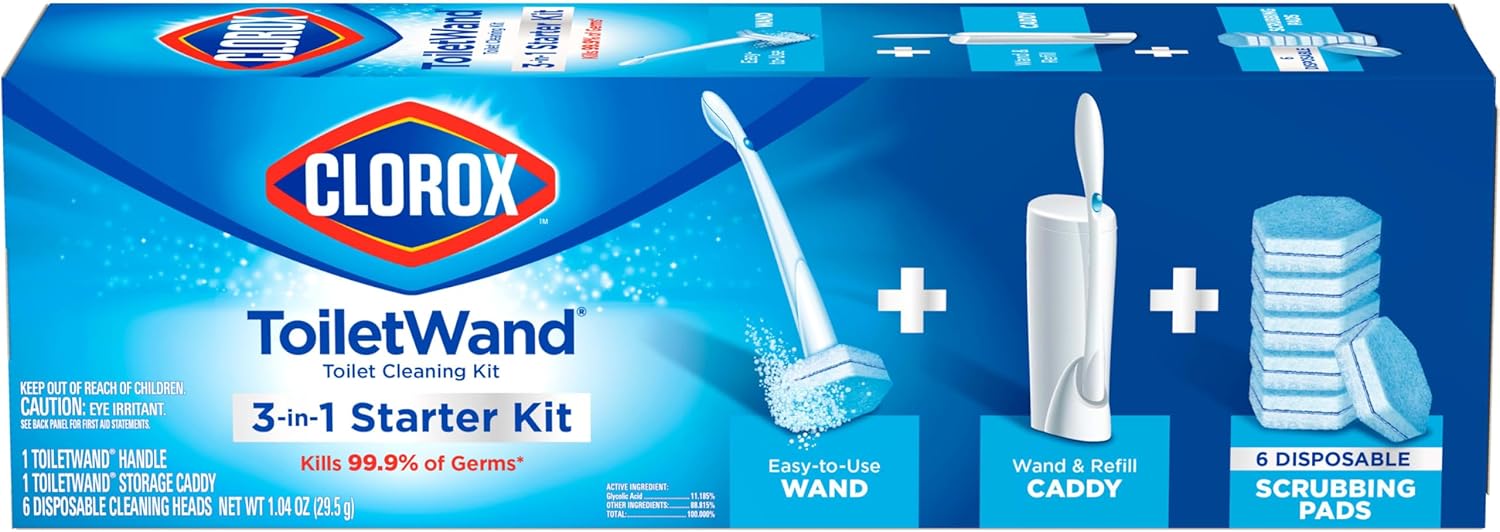 Clorox ToiletWand Toilet Cleaning Kit, ToiletWand, Caddy and 6 Refills, Pack of 6 (Pack May Vary)111mysite