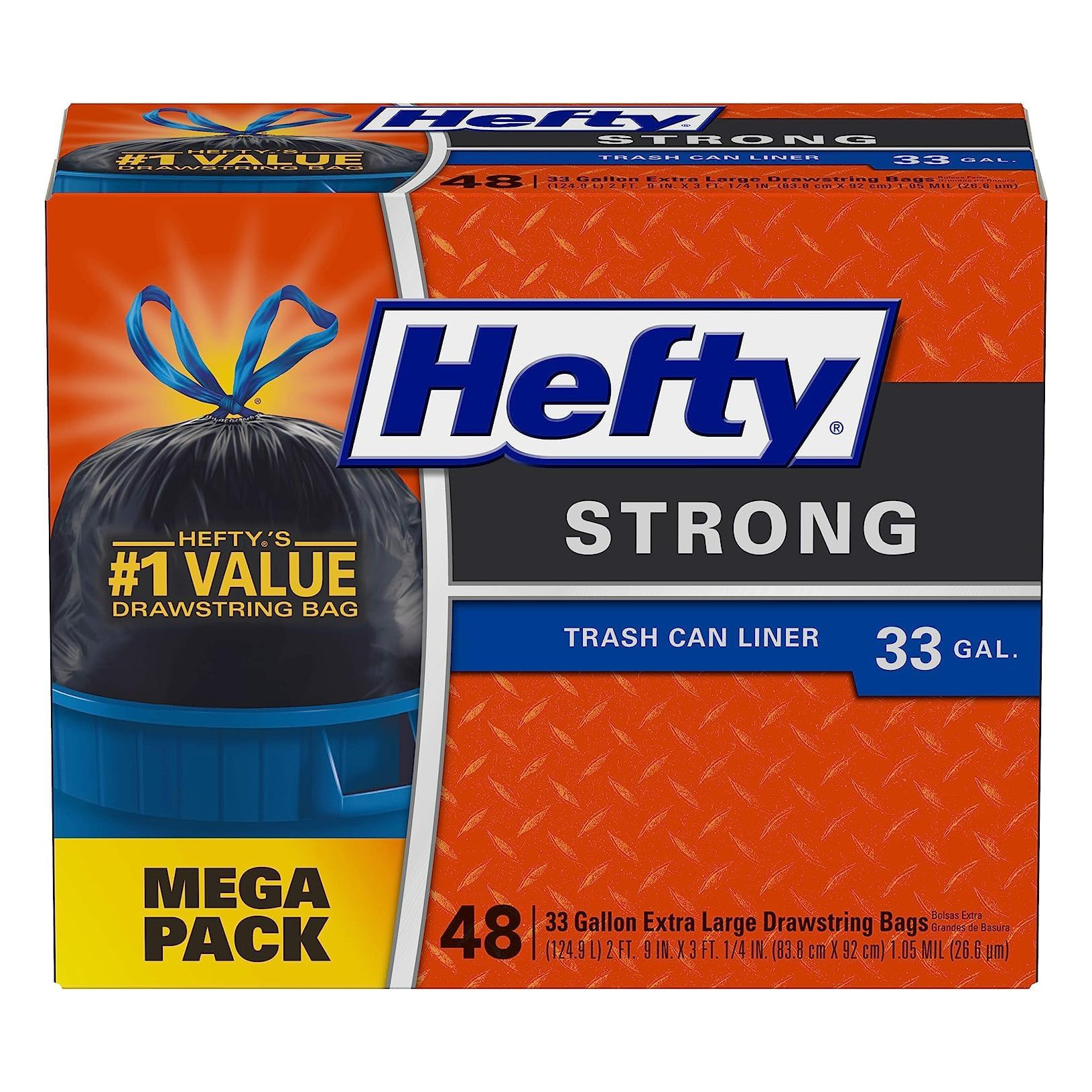 Hefty Strong Large Trash Bags, 33 Gallon, 48 Count111mysite