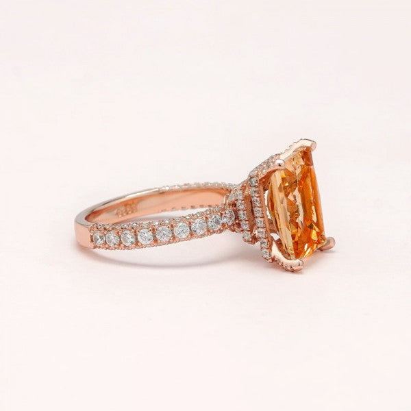 预发布站点、5.15ct Radiant Cut Champagne Engagement Ring in Rose Gold、testother-12345