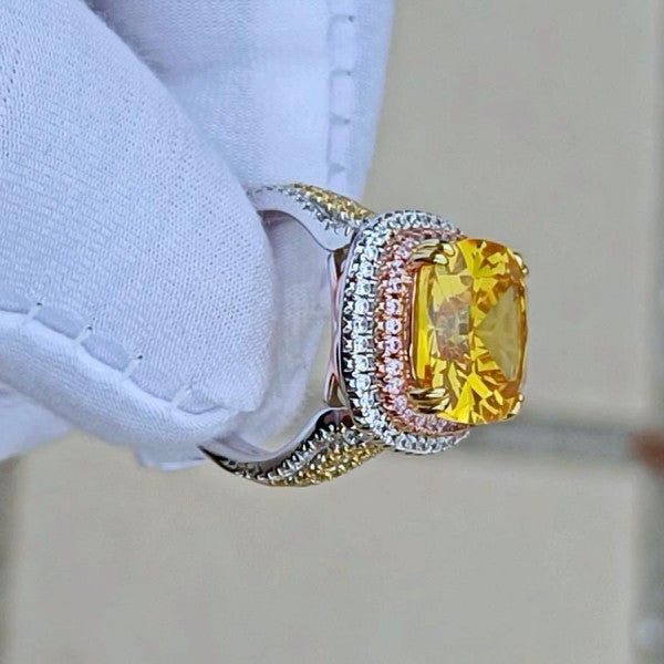 预发布站点、5.6ct Cushion Cut Yellow Sapphire Engagement Ring、testother-12345