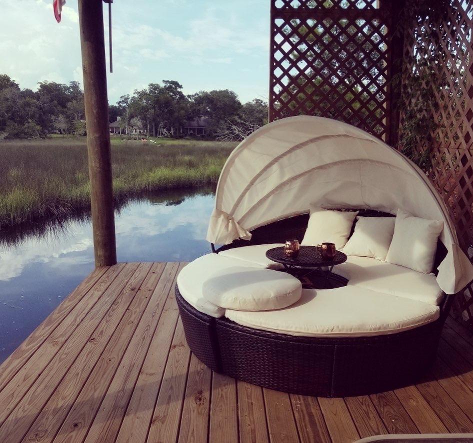 预发布站点、【Furniture】4 PC Patio Wicker Lounge Set, Outdoor Rattan Modular Garden Round Daybed Set、mysite-12345