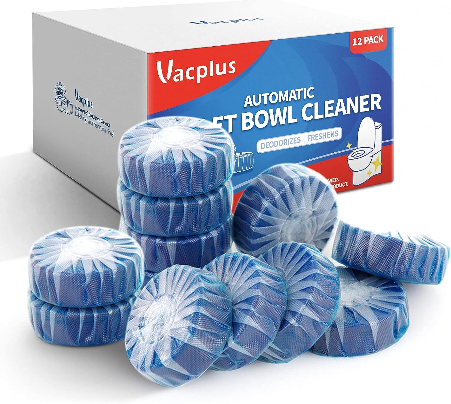 Vacplus Automatic Toilet Bowl Cleaner Tablets, Bathroom Toilet Tank Cleaner (12 PACK), VA-T165111mysite