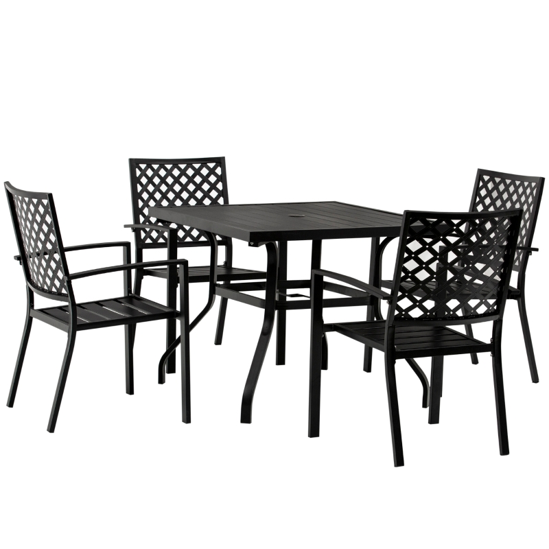预发布站点、【Furniture】 5 PCs Outdoor Patio Dinning Set for 4 People with Table Modern Stylish Chair Metal Frame, Black、mysite-12345
