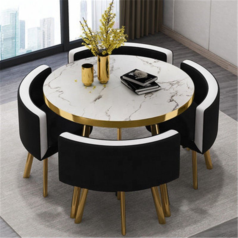 预发布站点、Favorable space saving MINI dining table set 4 chairs with MDF round coffee table.、-12345