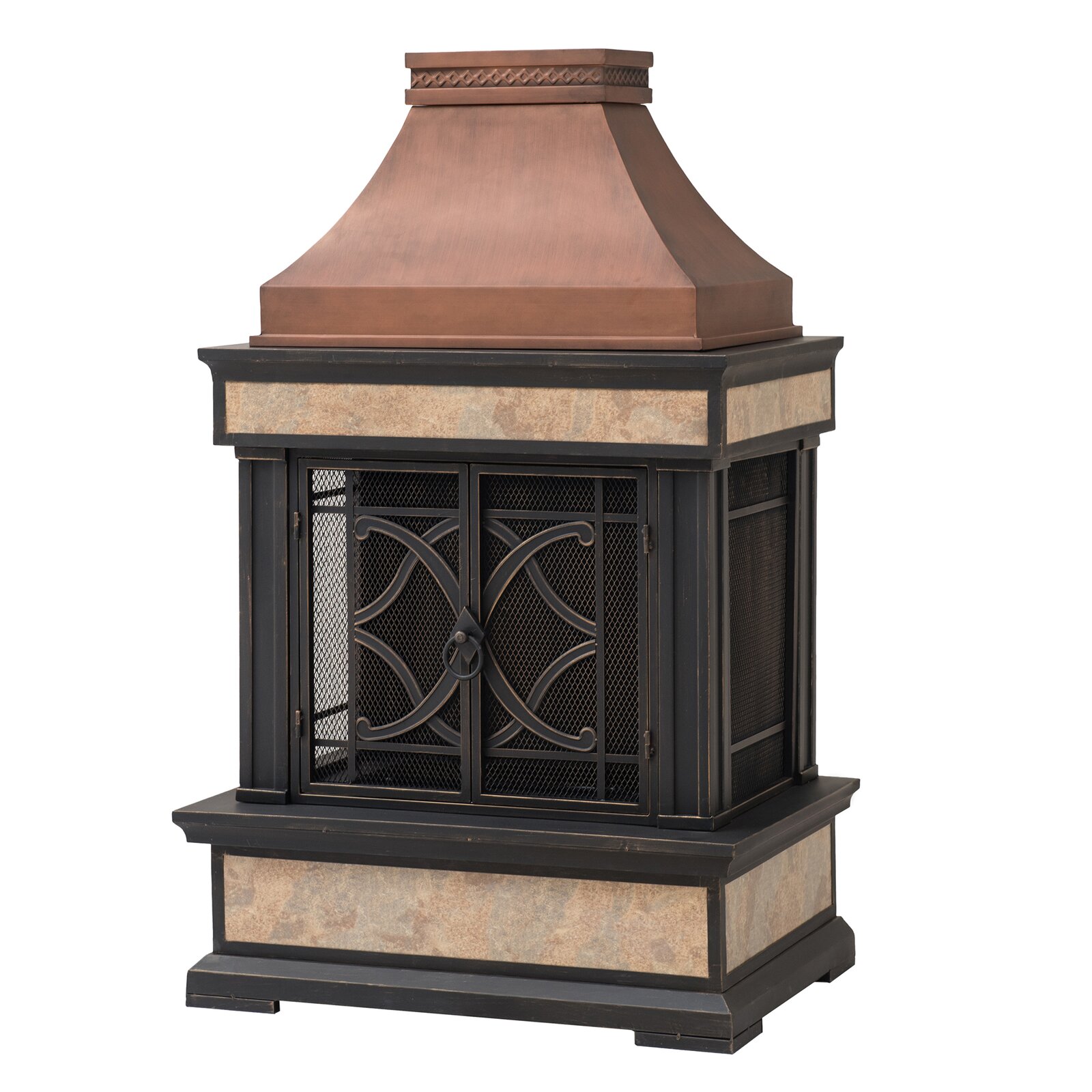 预发布站点、【Sports&Outdoors】Sofie 56.7'' H Wood Burning Outdoor Fireplace、-12345