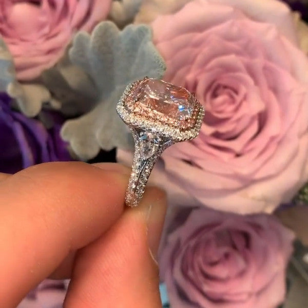 预发布站点、5.5ct Radiant Cut Pink Sapphire Engagement Ring、testother-12345