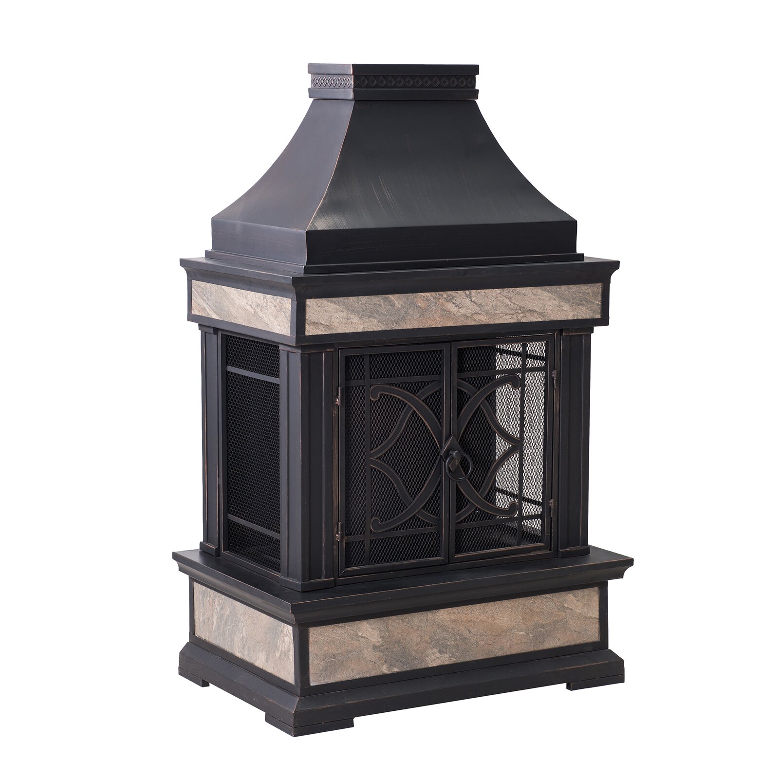 预发布站点、【Sports&Outdoors】Sofie 56.7'' H Wood Burning Outdoor Fireplace、-12345