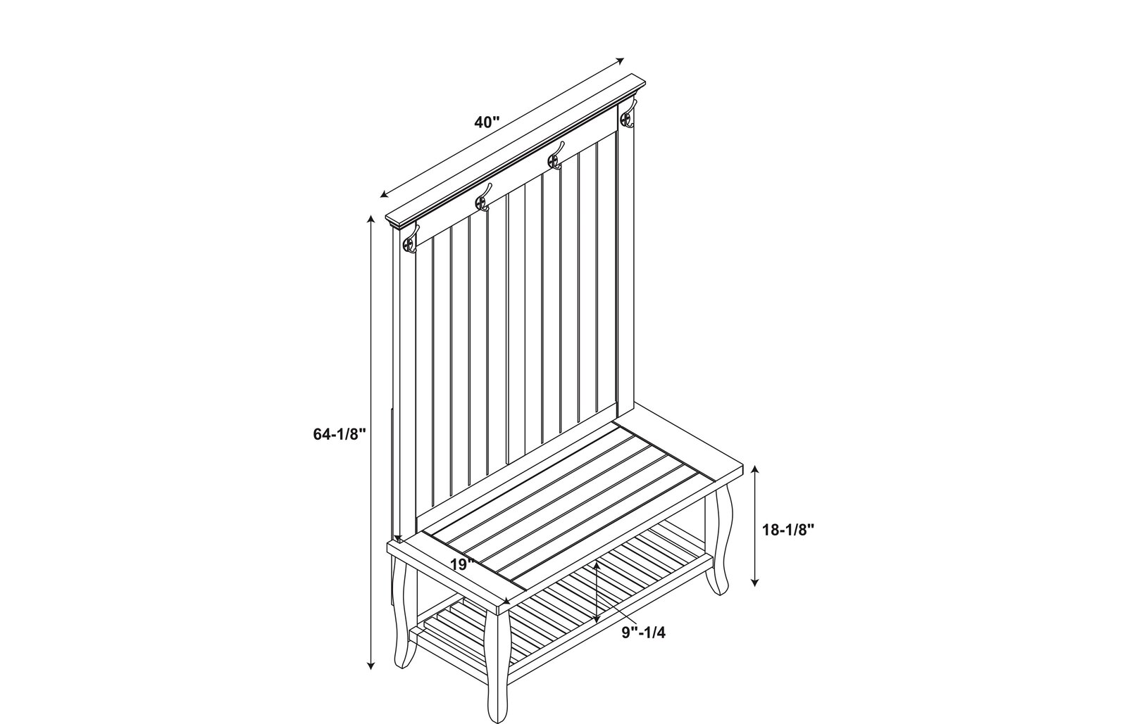 预发布站点、【Furniture】Bernnadette 40'' Wide Pine Solid Wood Hall Tree with Bench、-12345