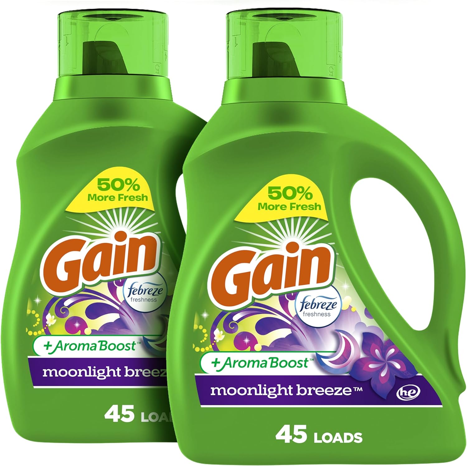 Gain + Aroma Boost Liquid Laundry Detergent, Moonlight Breeze Scent, 107 Loads, 154 Fl Oz, HE Compatible with Febreze and Oxi (125)111mysite