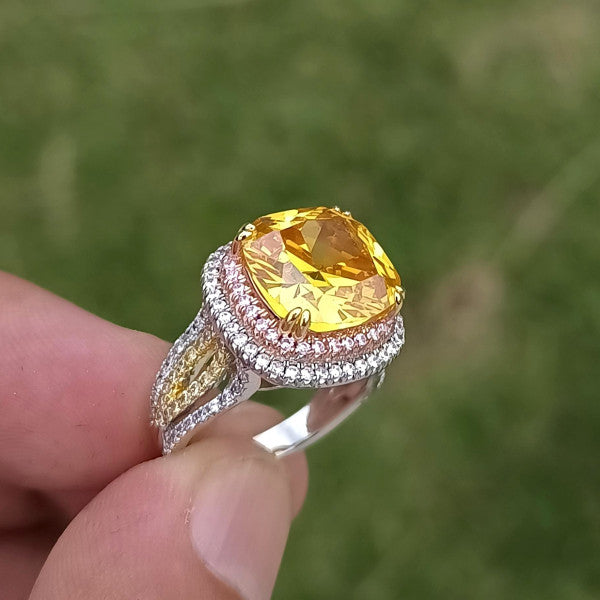 预发布站点、5.6ct Cushion Cut Yellow Sapphire Engagement Ring、testother-12345