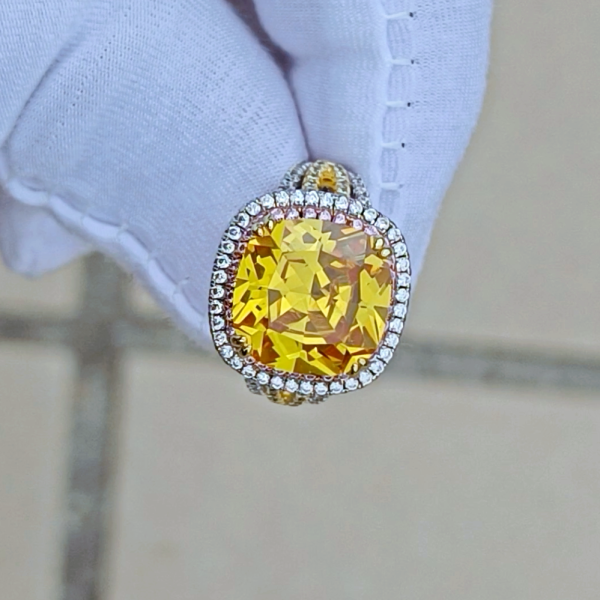 预发布站点、5.6ct Cushion Cut Yellow Sapphire Engagement Ring、testother-12345