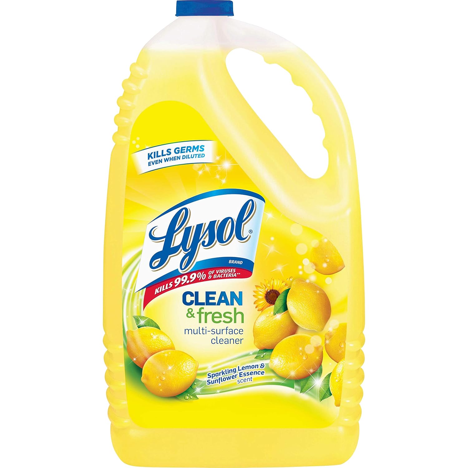 Lysol Multi-Surface Cleaner, Sanitizing and Disinfecting Pour, to Clean and Deodorize, Sparkling Lemon and Sunflower Essence, 144 Fl Oz (Pack of 4)111mysite