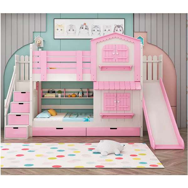 预发布站点、【Furniture】Children's Bunk Bed Mother-Child Bed Girl Bunk Bed with Wardrobe Slide、mysite-12345