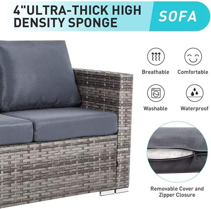 预发布站点、【Furniture】Semi-Assembled Rattan Garden Furniture Set 5 Piece Corner Sofa Cutlery Set、mysite-12345