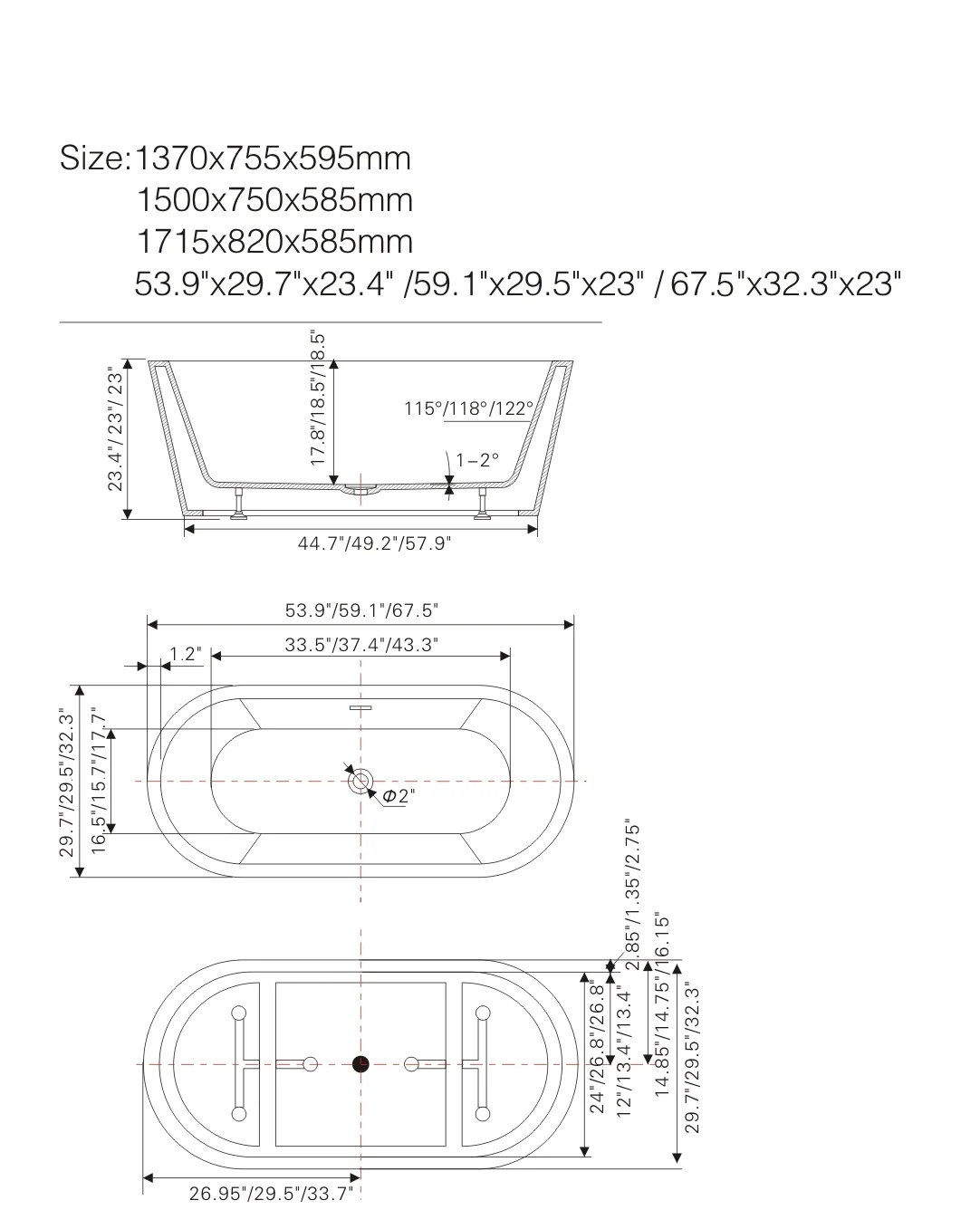 预发布站点、【Home Improvement】59" x 30" Freestanding Soaking Acrylic Bathtub、-12345