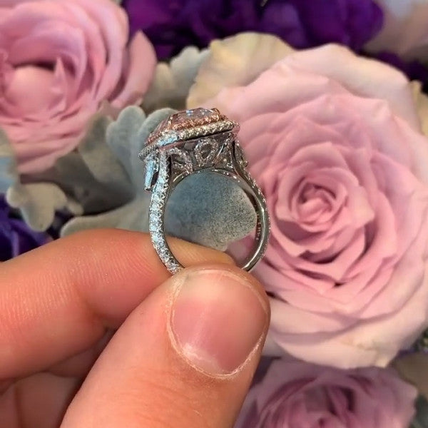 预发布站点、5.5ct Radiant Cut Pink Sapphire Engagement Ring、testother-12345