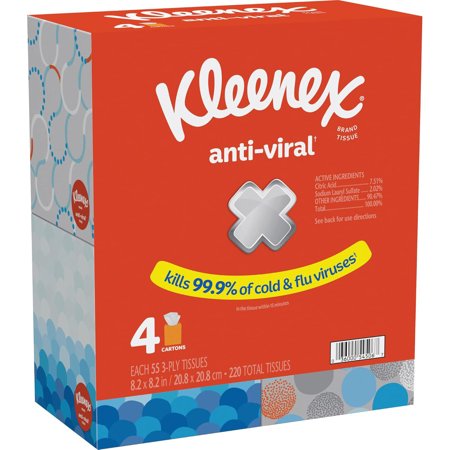 Kleenex Anti-Viral Facial Tissues, Classroom or Office Tissue, 18 Cube Boxes, 55 Tissues per Box, 3-Ply (990 Total Tissues)111mysite