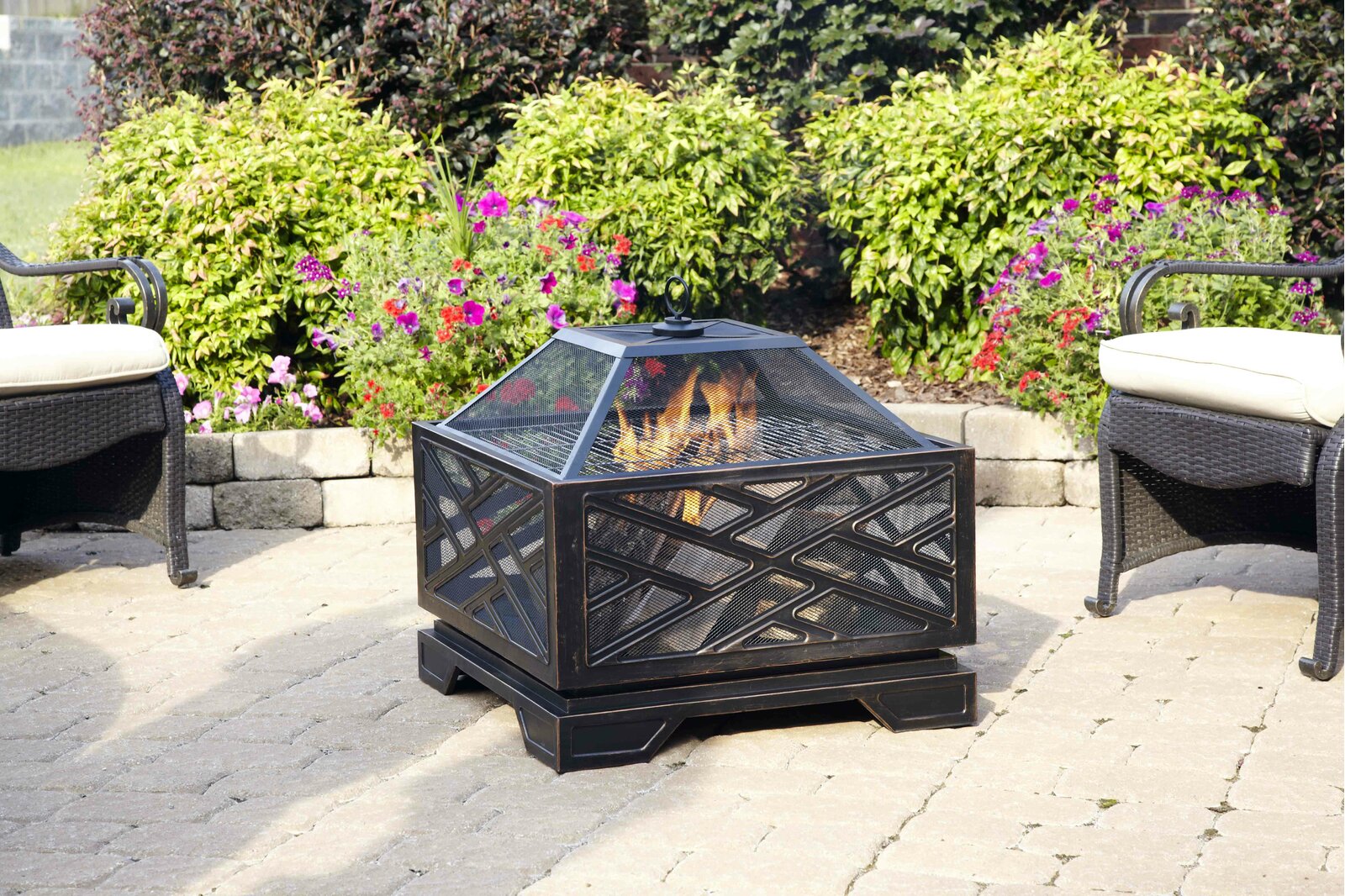 预发布站点、【Sports&Outdoors】Telvin 26'' H x 26'' W Steel Wood Burning Outdoor Fire Pit with Lid、-12345