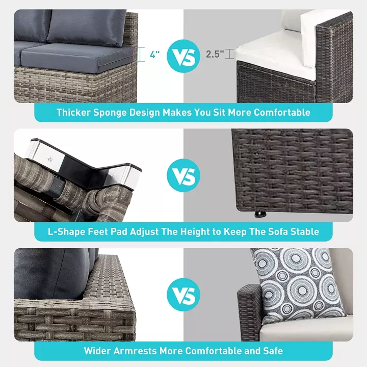 预发布站点、【Furniture】Semi-Assembled Rattan Garden Furniture Set 5 Piece Corner Sofa Cutlery Set、mysite-12345