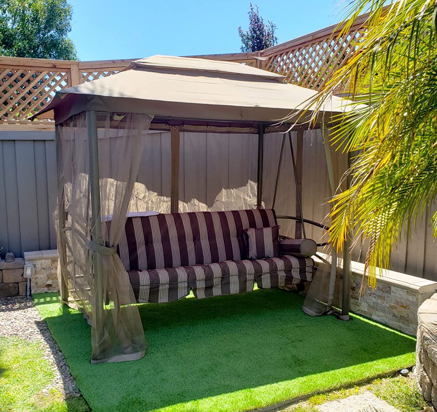 预发布站点、【Gazebo】3 Person Outdoor Patio Porch Swing Gazebo with Netting & Gazebo Curtains、mysite-12345