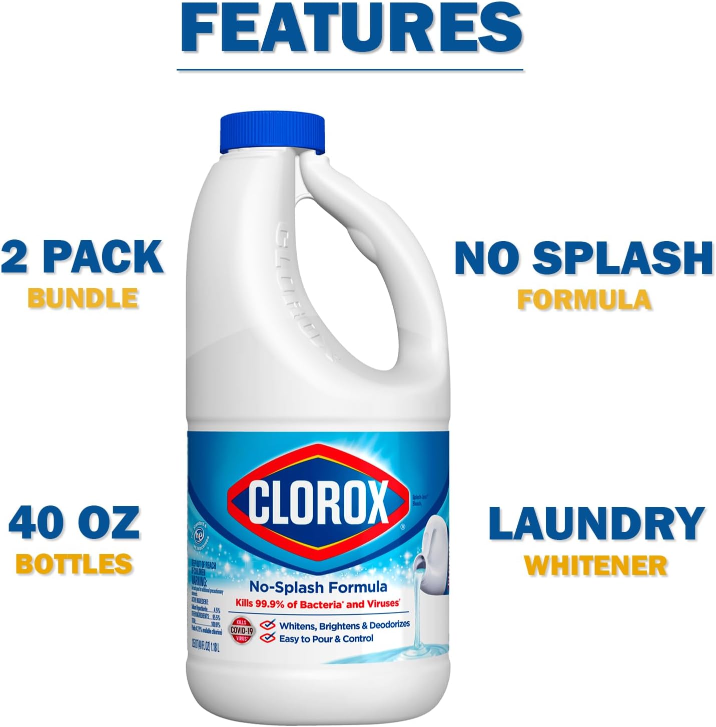 2 Splash-Less Bleach Cleaners, 40oz | Disinfecting Bleach Cleaner + Daley Mint Towel - Bulk Home Refill for Laundry, Linens, Floors, Bathroom, Tile (80oz Total)111mysite