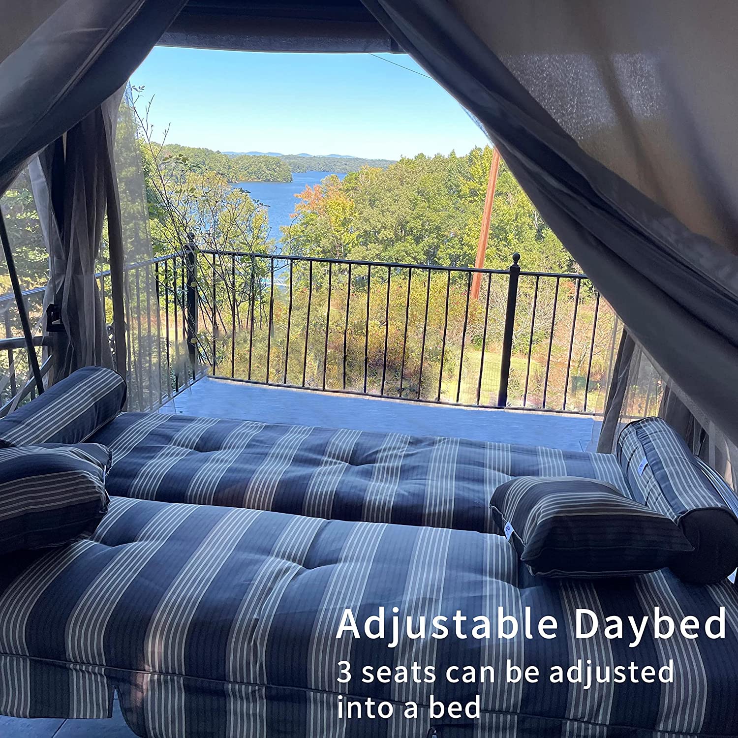 预发布站点、【Gazebo】3 Person Outdoor Patio Porch Swing Gazebo with Netting & Gazebo Curtains、mysite-12345