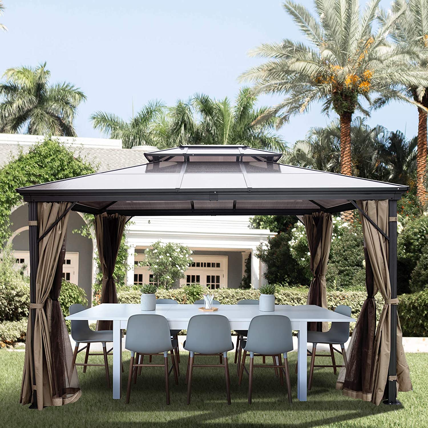 预发布站点、【Gazebo】Hard Top Gazebo 10' x 12' with Netting - Metal Gazebo、mysite-12345