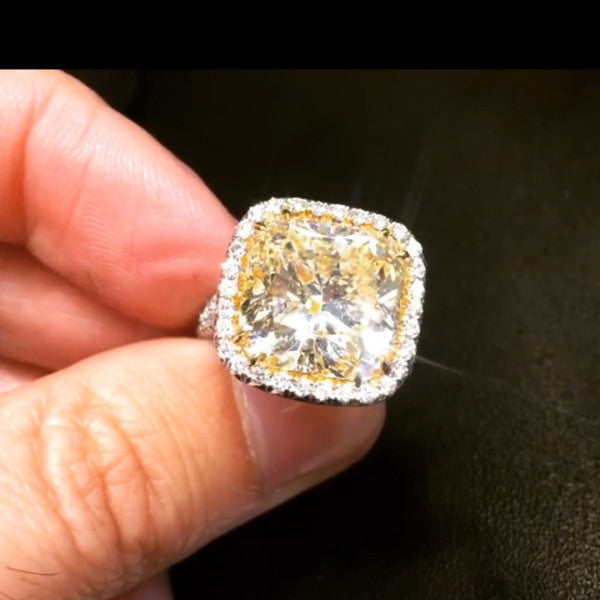 预发布站点、5.6ct Cushion Cut Yellow Sapphire Halo Engagement Ring、testother-12345