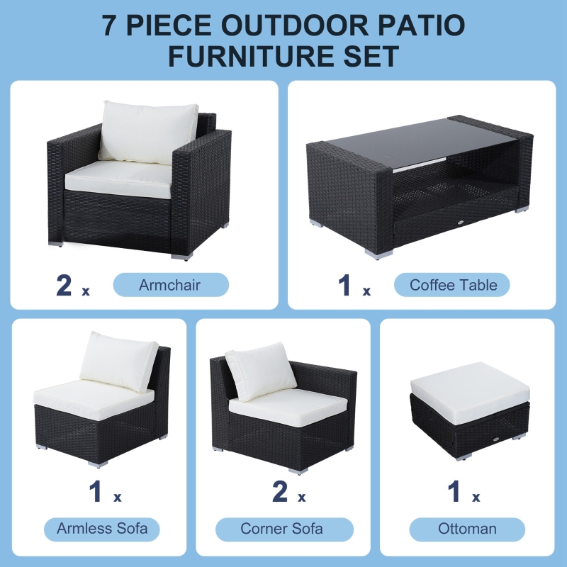 预发布站点、【Furniture】7Pc Rattan Set Outdoor Patio Furniture Sofa Table Sectional Wicker、mysite-12345