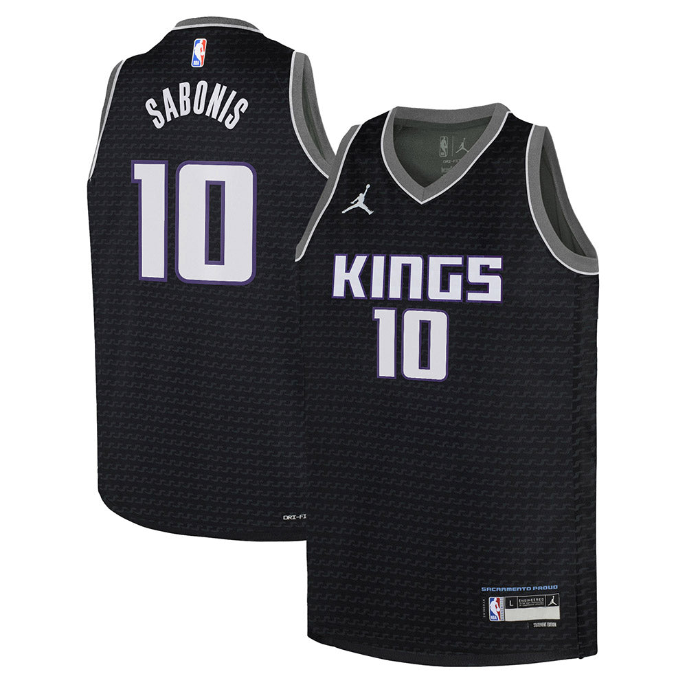 预发布站点、Youth Sacramento Kings Domantas Sabonis Statement Edition Jersey - Black、FF-CUSTOM-12345