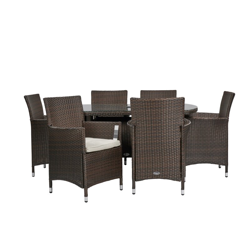 预发布站点、【Furniture】Rectangular 6 - Person 150Cm Long Dining Set with Cushions、mysite-12345