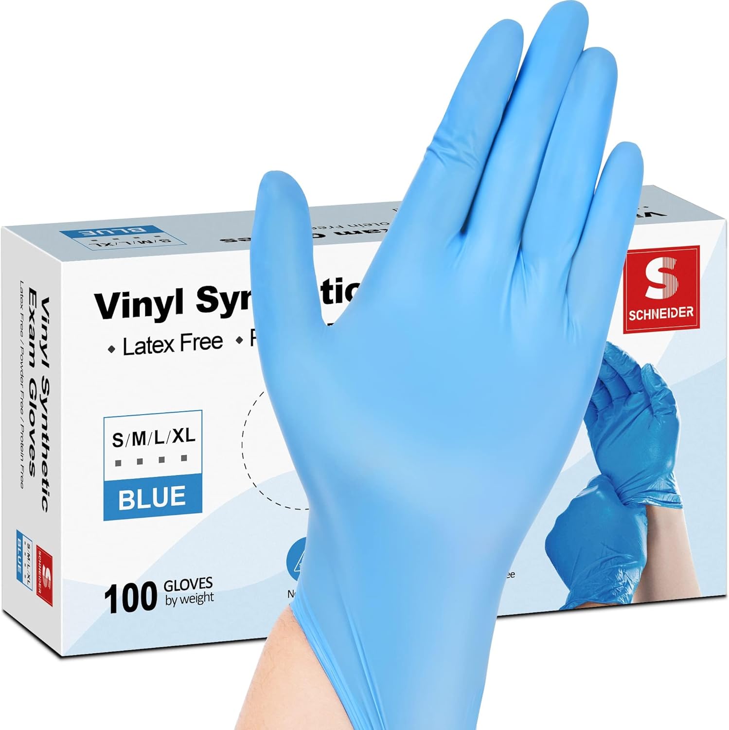 Schneider Vinyl Synthetic Exam Gloves, 4 Mil, Latex Free Disposable Gloves for Medical, Cooking, Cleaning, and Food Prep111mysite