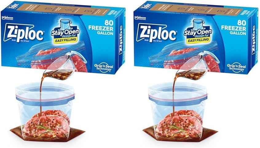 Ziploc Gallon Food Storage Freezer Bags, Stay Open Design with Stand-Up Bottom, Easy to Fill, 28 Count111mysite
