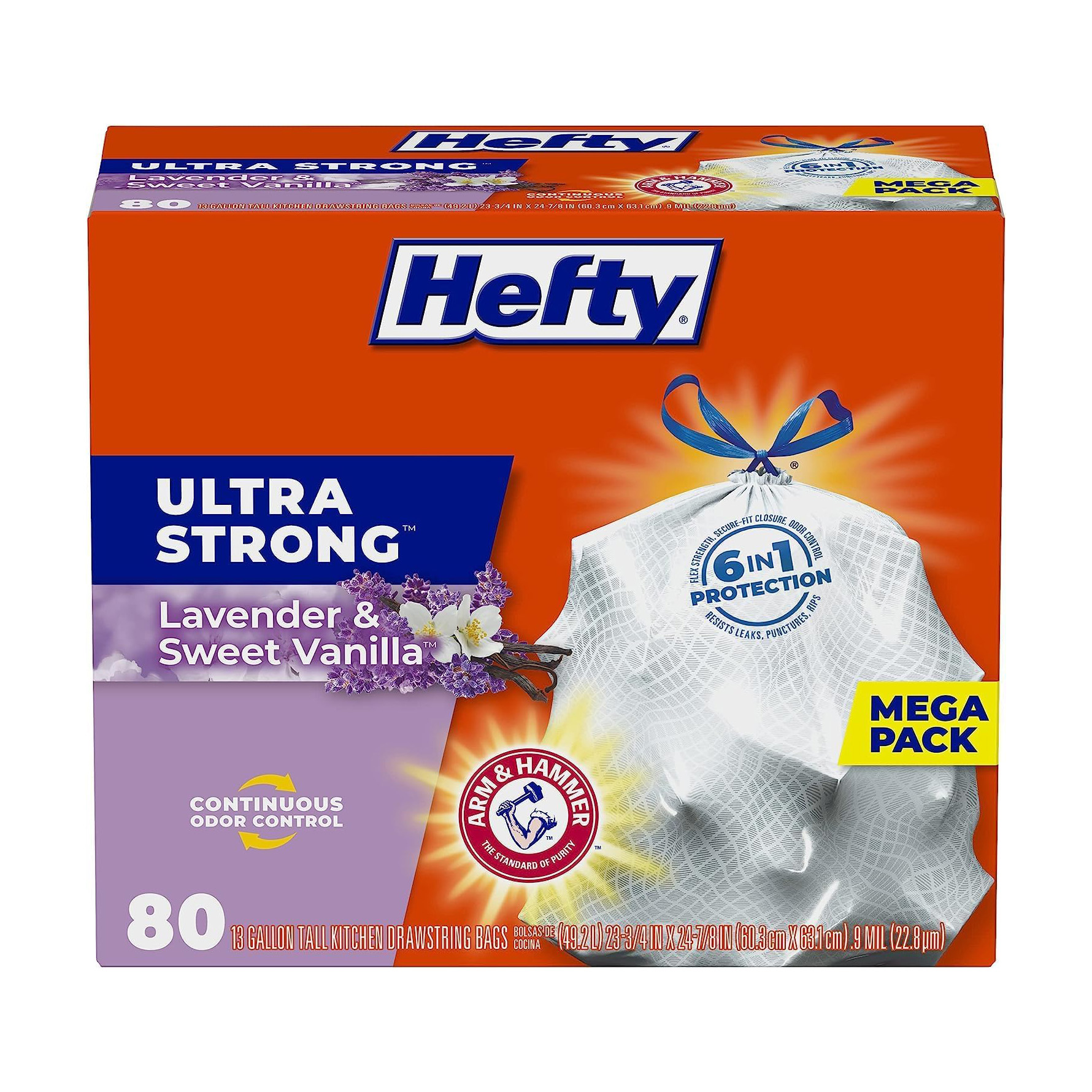 Hefty Ultra Strong Tall Kitchen Trash Bags, Lavender & Sweet Vanilla Scent, 13 Gallon, 80 Count111mysite