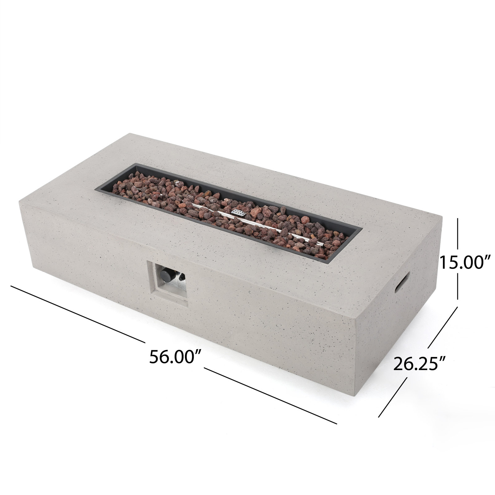 预发布站点、【Sports&Outdoors】Belle 15'' H x 56'' W Concrete Propane Outdoor Fire Pit Table、-12345