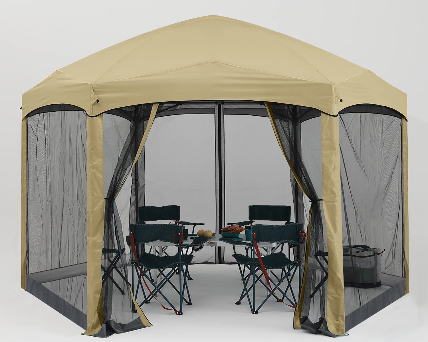 预发布站点、【Gazebo】Pop Up Gazebo 6 Sided Screened Canopy Tent Outdoor Screen House(Beige)、mysite-12345
