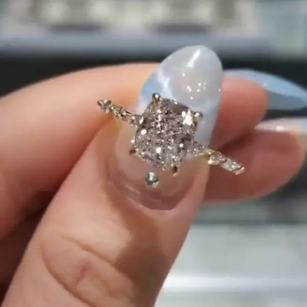 预发布站点、5ct Cushion Cut White Sapphire Ring In Gold、testother-12345