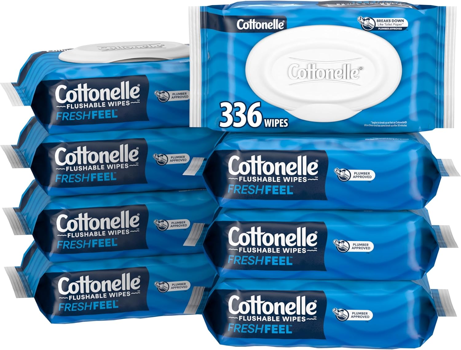 Cottonelle Fresh Feel Flushable Wet Wipes, Adult Wet Wipes, 8 Flip-Top Packs, 42 Wipes Per Pack (336 Total Wipes), Packaging May Vary111mysite