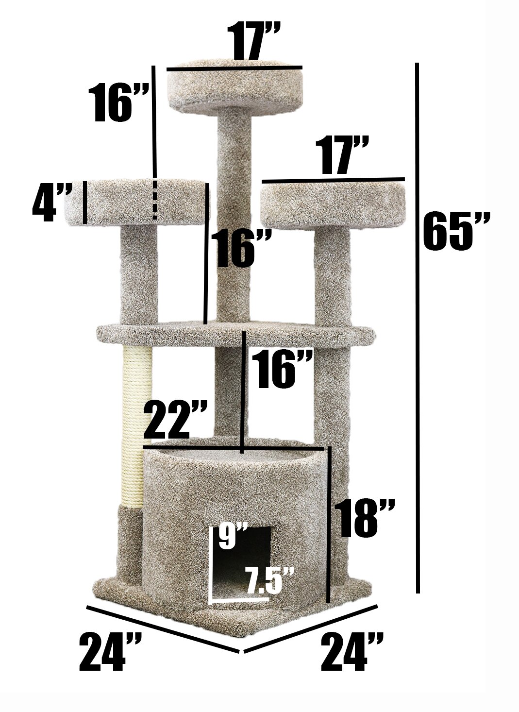 预发布站点、【Pet】65" Maine Coon House Cat Condo、-12345
