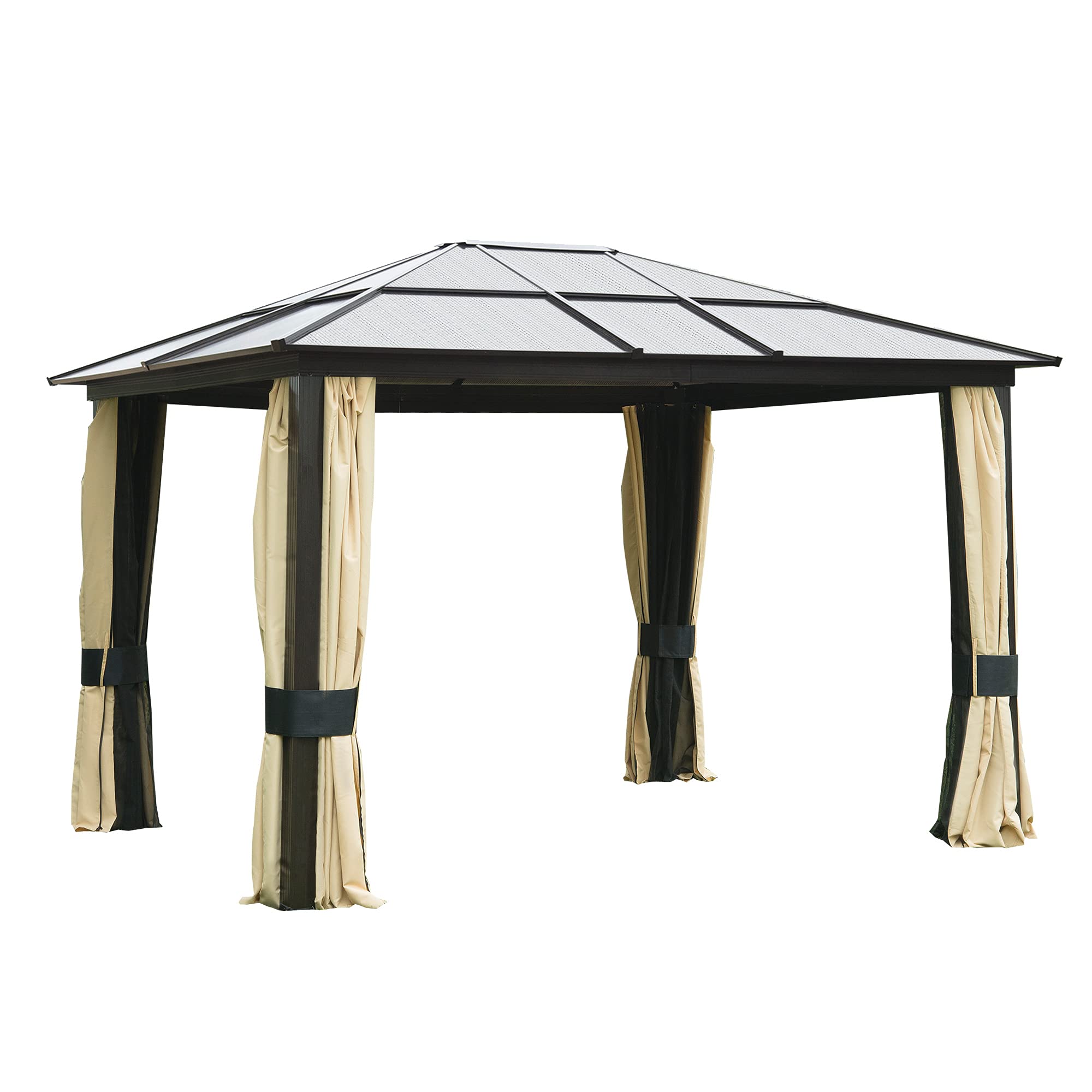 预发布站点、【Gazebo】12'L x 10'W Hard Top Gazebo Canopy Sunshelter Waterproof Sun Shade、mysite-12345