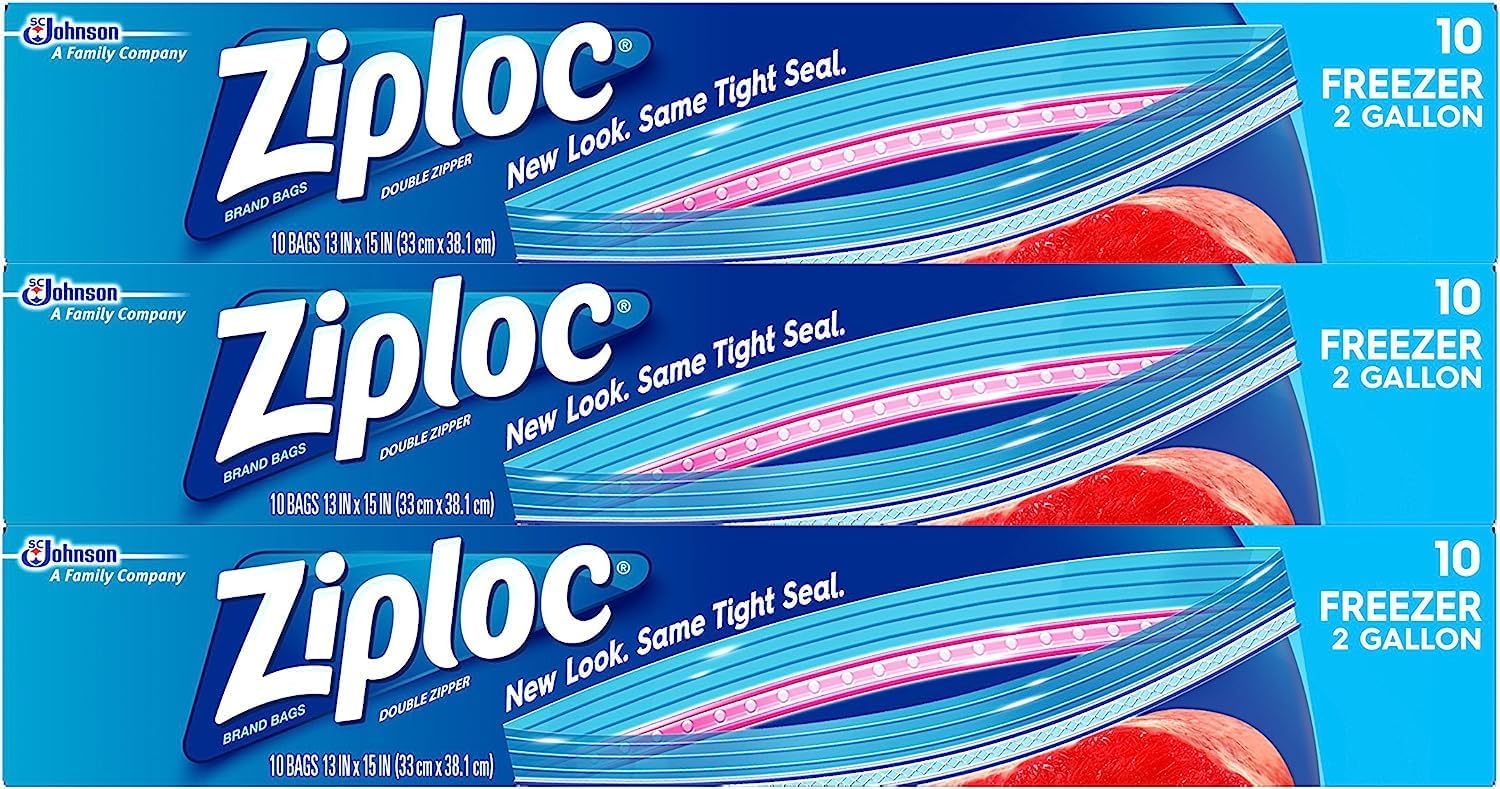 Ziploc 2 Gallon Food Storage Freezer Bags, Grip 'n Seal Technology for Easier Grip, Open, and Close, 30 Bags Total111mysite