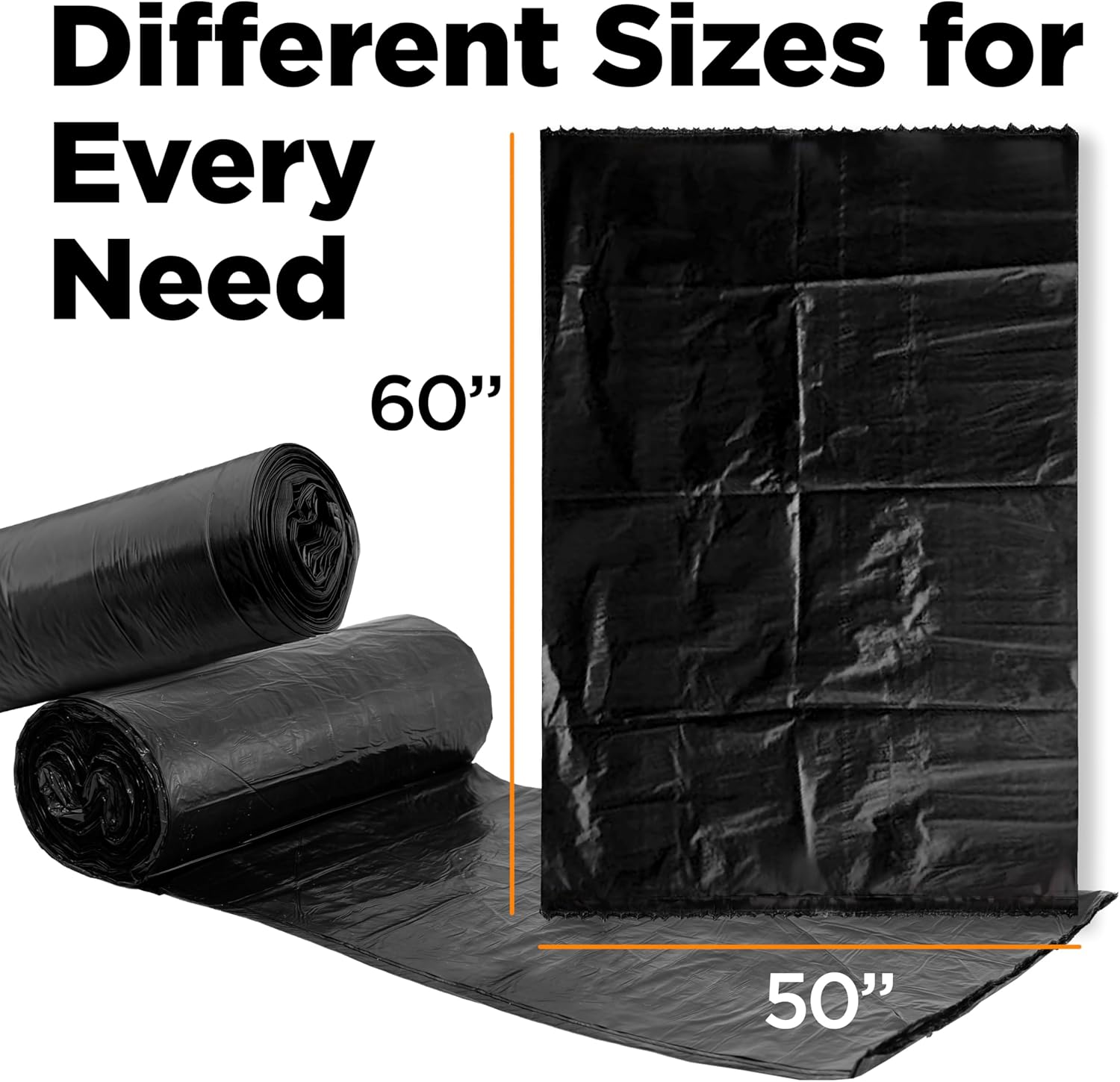 ToughBag 64-65 Gallon Industrial Trash Bags, 50 x 60鈥?Large Black Garbage Bags (50 COUNT) 鈥?60 Gallon Trash Bags, Outdoor Garbage Can Liner for Custodians, Landscapers, Contractors - Made In USA111mysite