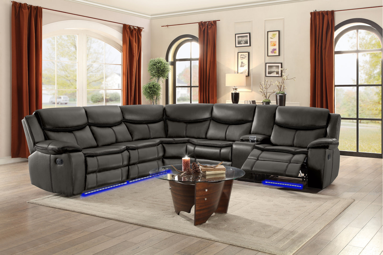 预发布站点、【Furniture】Mirabel 3 - Piece Vegan Leather Sectional、-12345