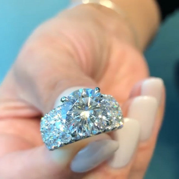 预发布站点、5.15ct Round Cut White Sapphire Stunning Engagement Ring、testother-12345