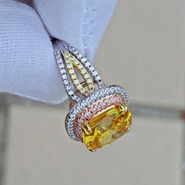 预发布站点、5.6ct Cushion Cut Yellow Sapphire Engagement Ring、testother-12345