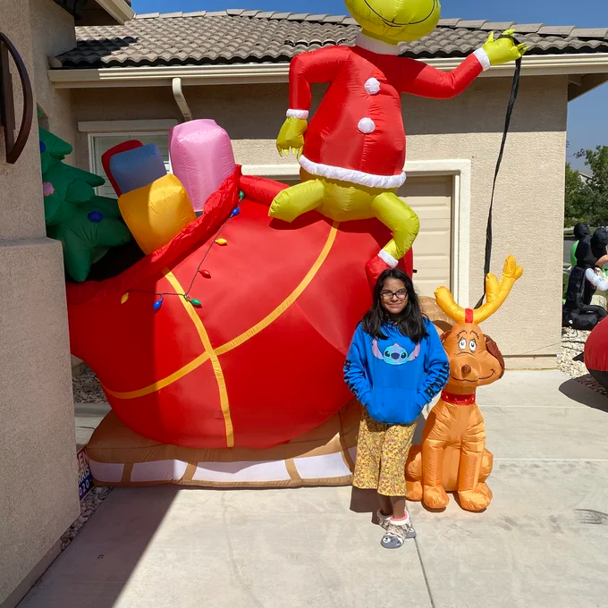 预发布站点、【Décor】Airblown Grinch and Max in Sleigh Colossal Scene Inflatable、-12345