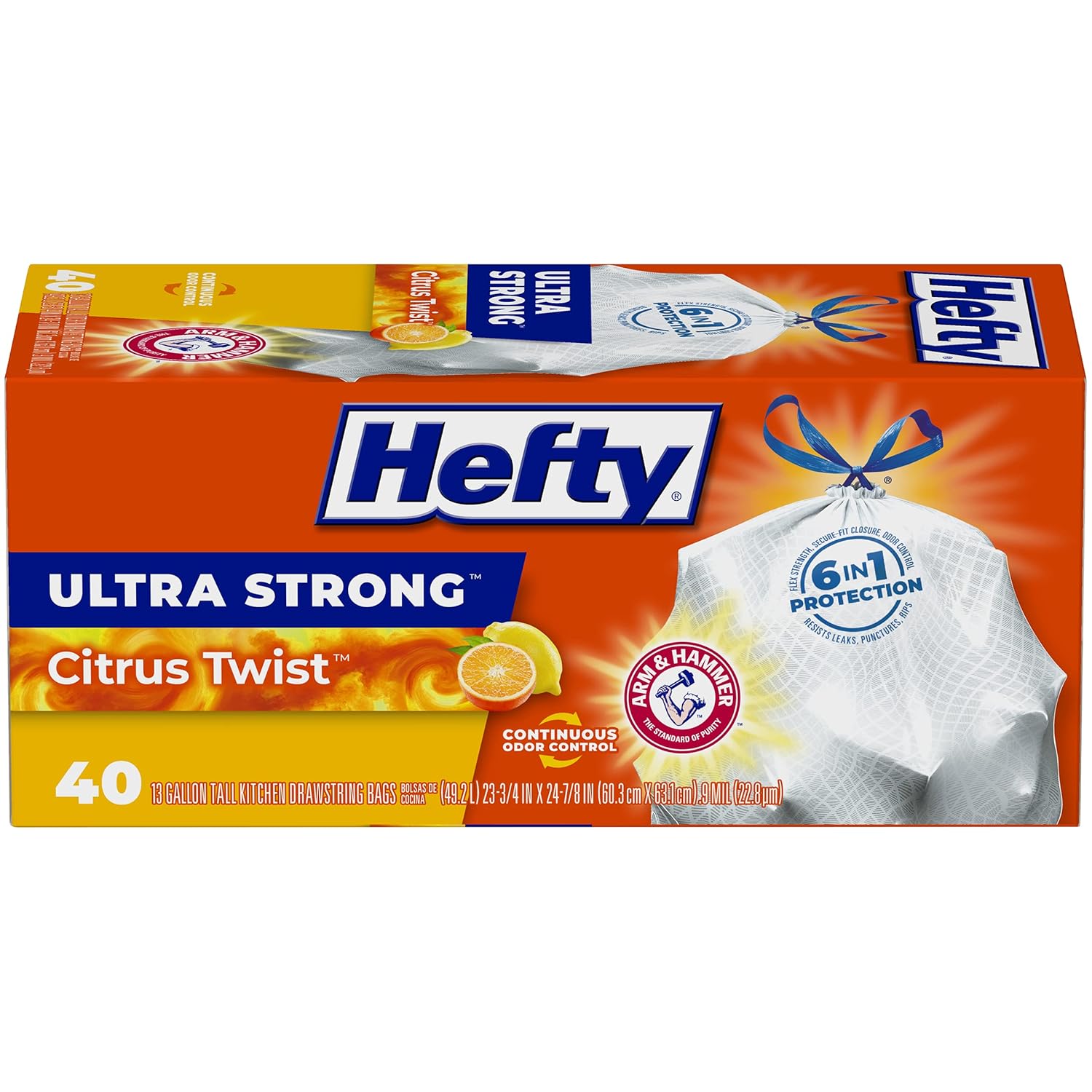 Hefty Ultra Strong Tall Kitchen Trash Bags, Citrus Twist Scent, 13 Gallon, 40 Count111mysite